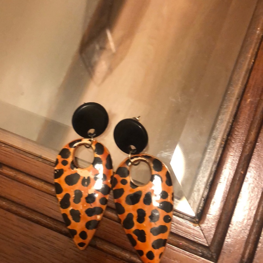 Women preowned Leopard pieced Ears Rings
